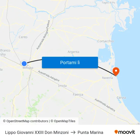 Lippo Giovanni XXIII Don Minzoni to Punta Marina map