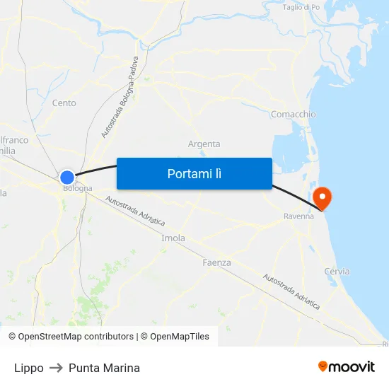 Lippo to Punta Marina map