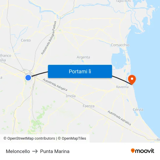 Meloncello to Punta Marina map
