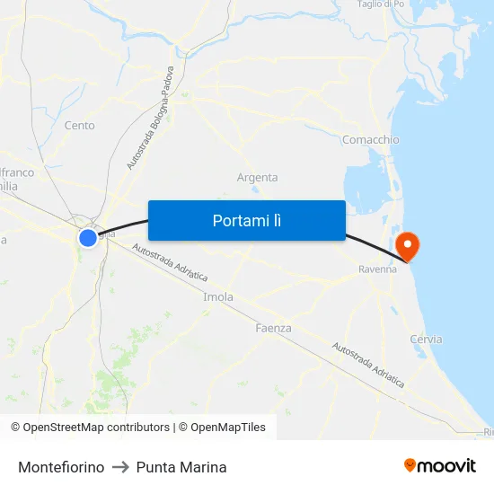 Montefiorino to Punta Marina map