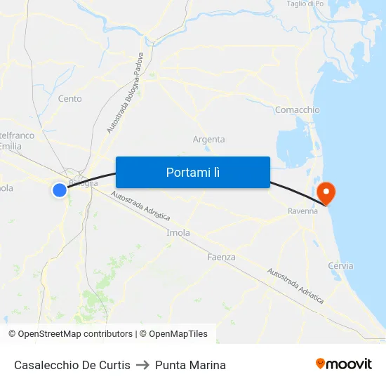 Casalecchio De Curtis to Punta Marina map