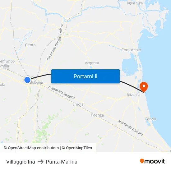 Villaggio Ina to Punta Marina map