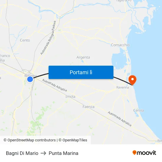 Bagni Di Mario to Punta Marina map