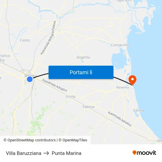Villa Baruzziana to Punta Marina map