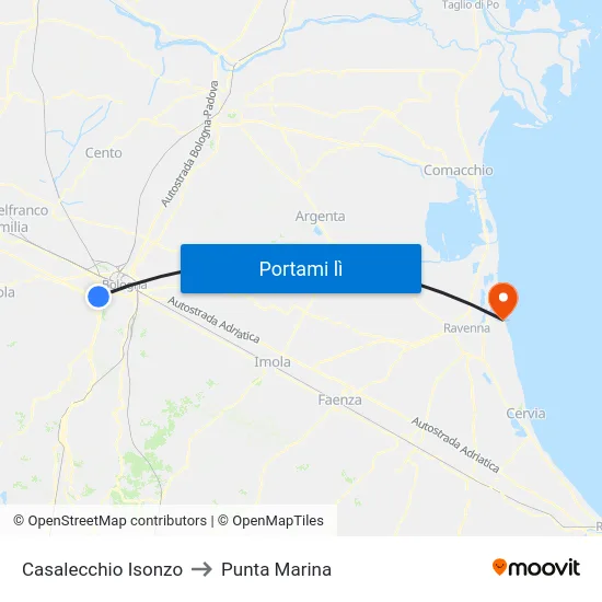Casalecchio Isonzo to Punta Marina map