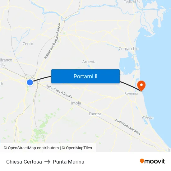 Chiesa Certosa to Punta Marina map