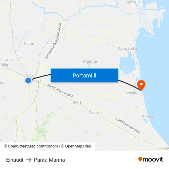 Einaudi to Punta Marina map