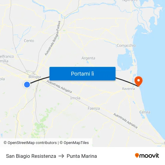 San Biagio Resistenza to Punta Marina map