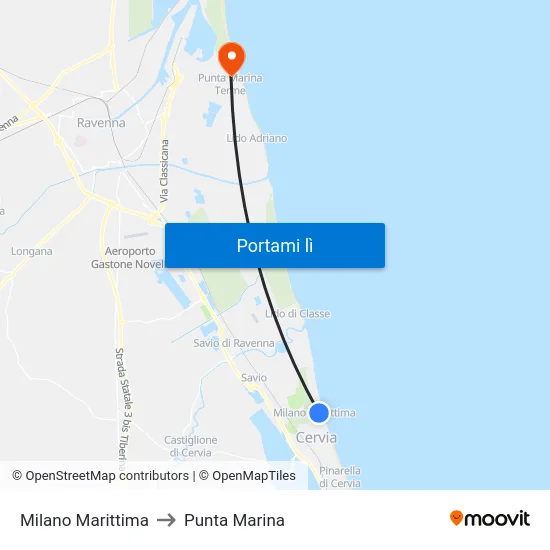 Milano Marittima to Punta Marina map