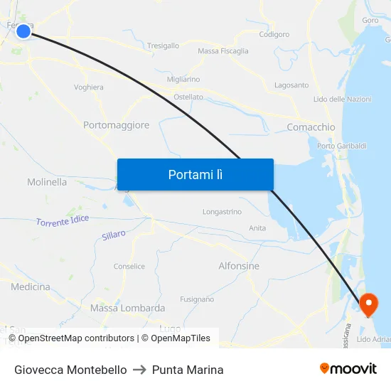 Giovecca Montebello to Punta Marina map