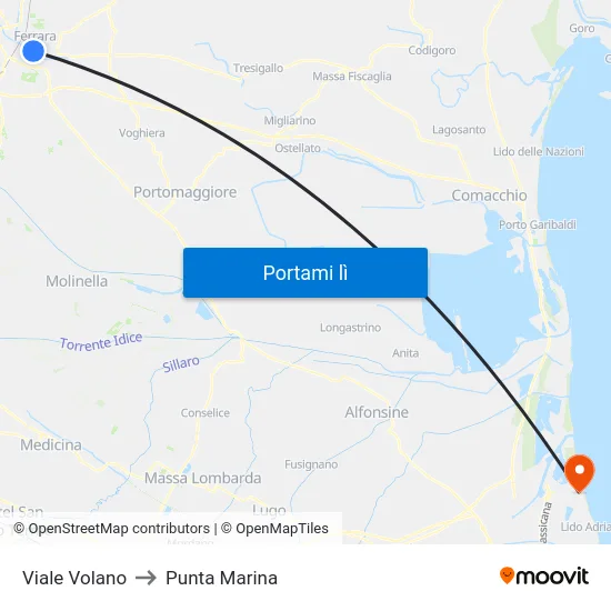 Viale Volano to Punta Marina map