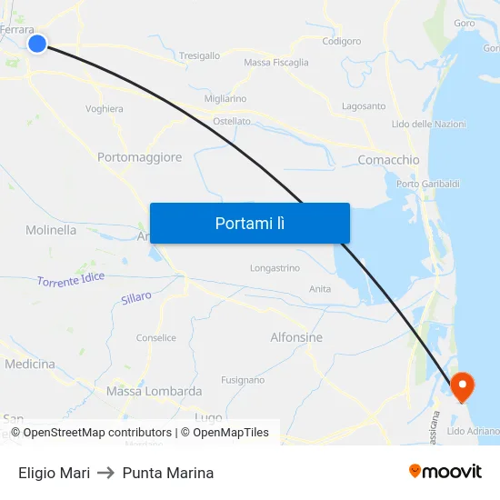 Eligio Mari to Punta Marina map