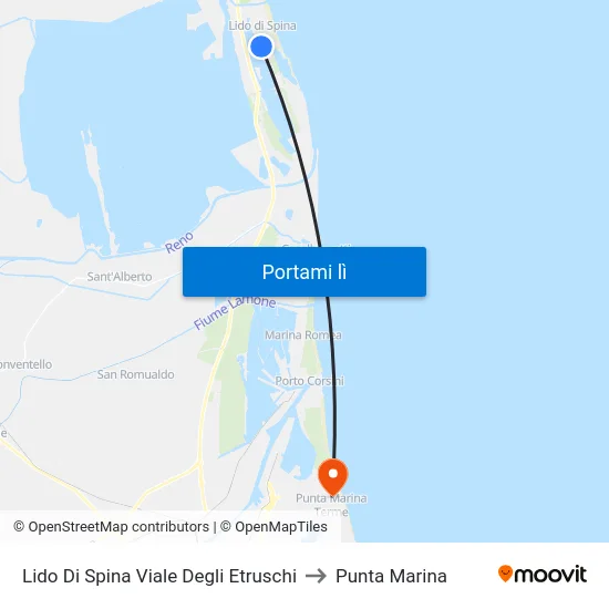 Lido Di Spina Viale Degli Etruschi to Punta Marina map