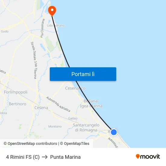 4 Rimini FS (C) to Punta Marina map