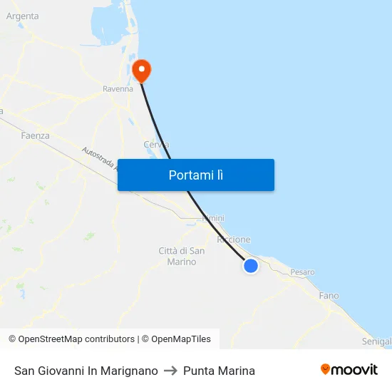 San Giovanni In Marignano to Punta Marina map