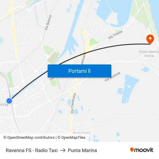Ravenna FS - Radio Taxi to Punta Marina map