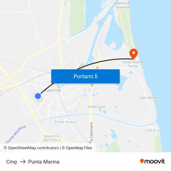 Cmp to Punta Marina map