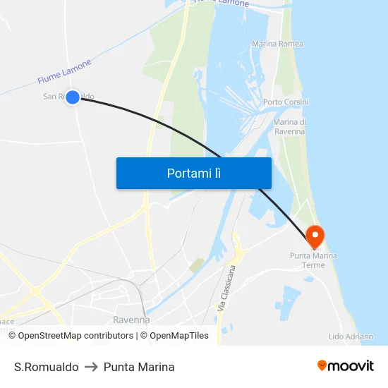 S.Romualdo to Punta Marina map
