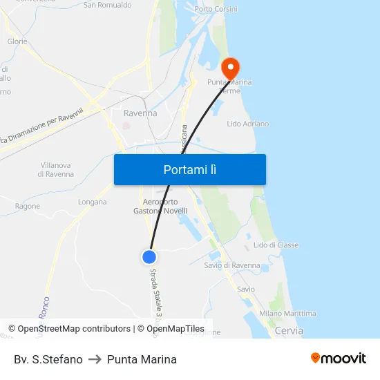 Bv. S.Stefano to Punta Marina map