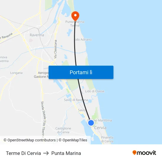 Terme Di Cervia to Punta Marina map