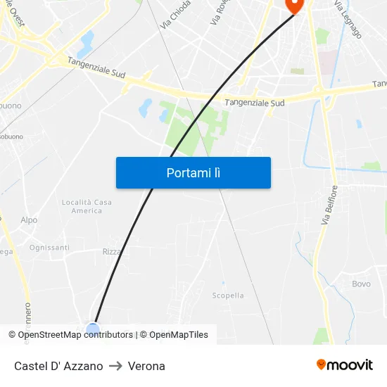 Castel D' Azzano to Verona map