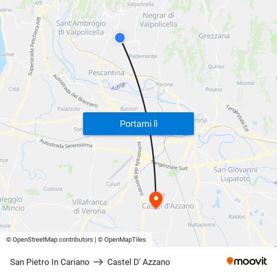 San Pietro In Cariano to Castel D' Azzano map