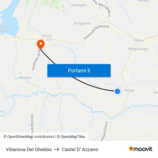 Villanova Del Ghebbo to Castel D' Azzano map
