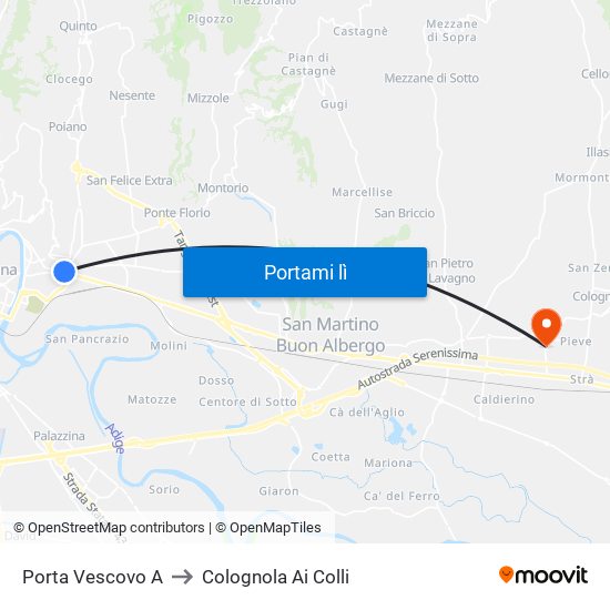 Porta Vescovo A to Colognola Ai Colli map