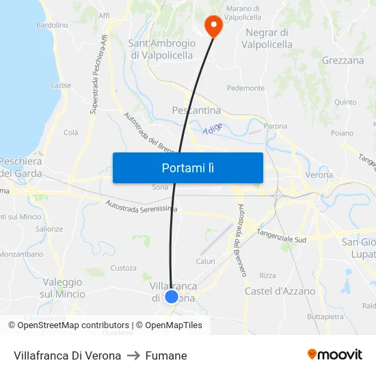 Villafranca Di Verona to Fumane map