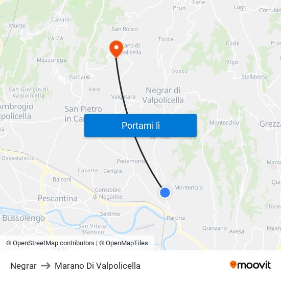 Negrar to Marano Di Valpolicella map