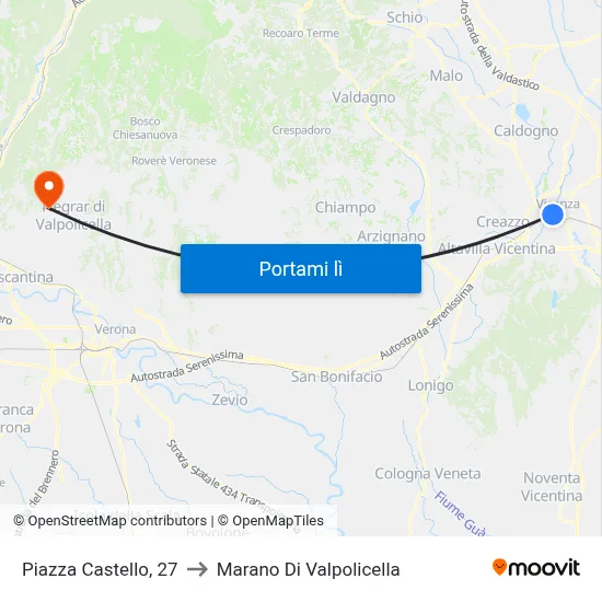 Piazza Castello, 27 to Marano Di Valpolicella map