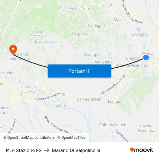 P.Le Stazione FS to Marano Di Valpolicella map