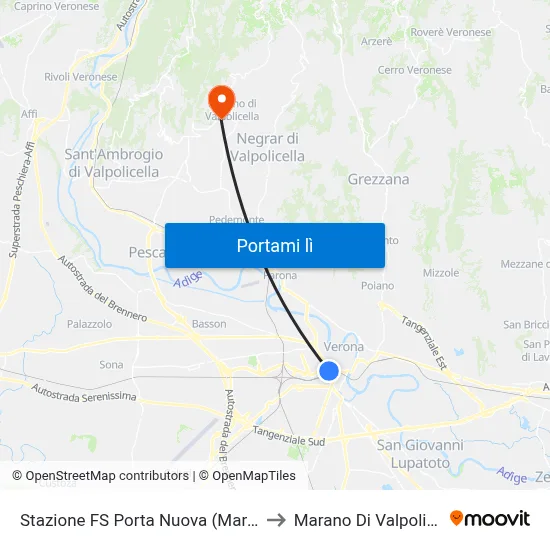 Stazione FS Porta Nuova (Marc. B1) to Marano Di Valpolicella map