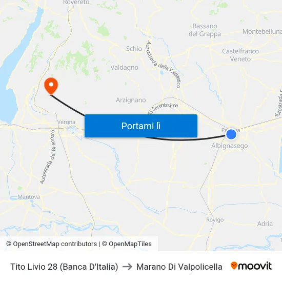 Tito Livio 28 (Banca D'Italia) to Marano Di Valpolicella map