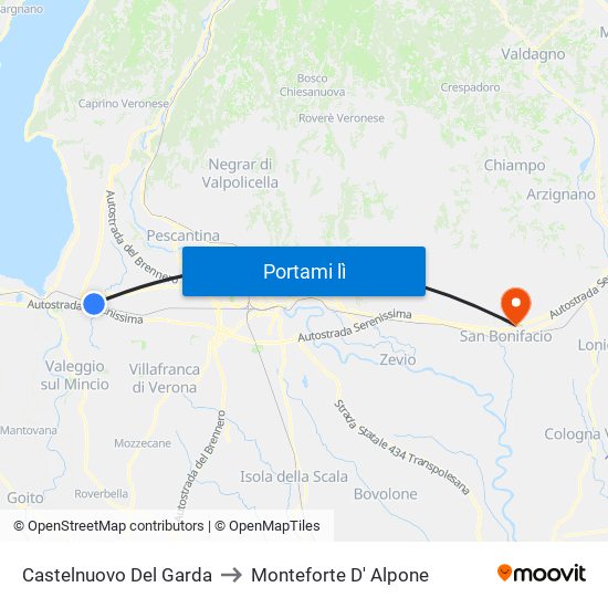 Castelnuovo Del Garda to Monteforte D' Alpone map