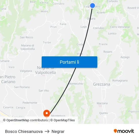 Bosco Chiesanuova to Negrar map