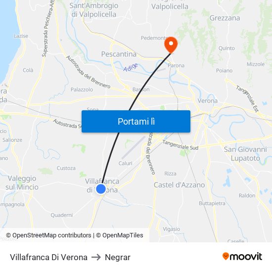 Villafranca Di Verona to Negrar map