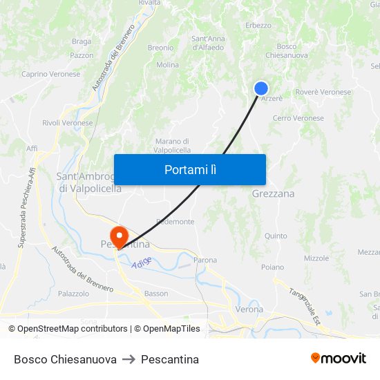 Bosco Chiesanuova to Pescantina map