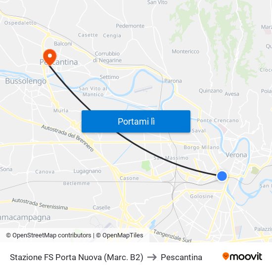 Stazione FS Porta Nuova (Marc. B2) to Pescantina map