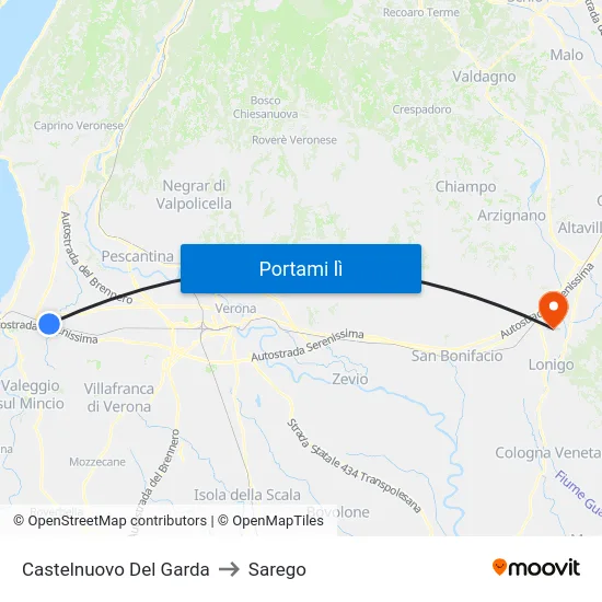 Castelnuovo Del Garda to Sarego map