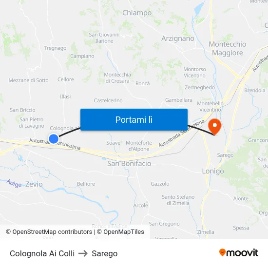 Colognola Ai Colli to Sarego map