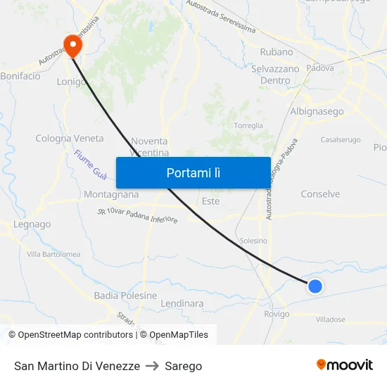 San Martino Di Venezze to Sarego map