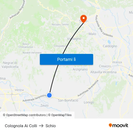 Colognola Ai Colli to Schio map