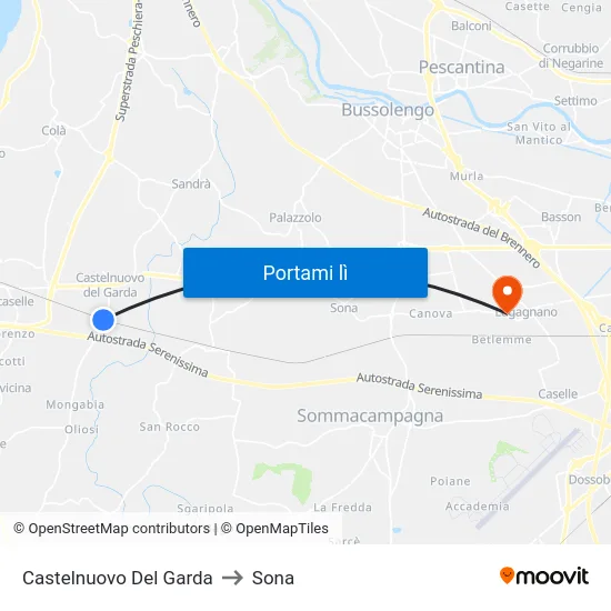 Castelnuovo Del Garda to Sona map