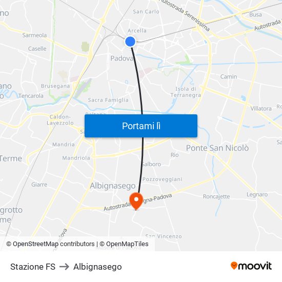 Stazione FS to Albignasego map