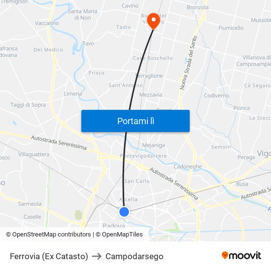 Ferrovia (Ex Catasto) to Campodarsego map