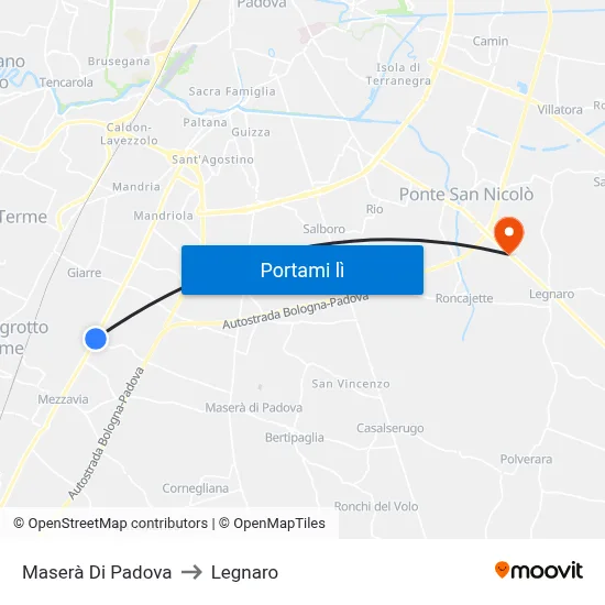 Maserà Di Padova to Legnaro map