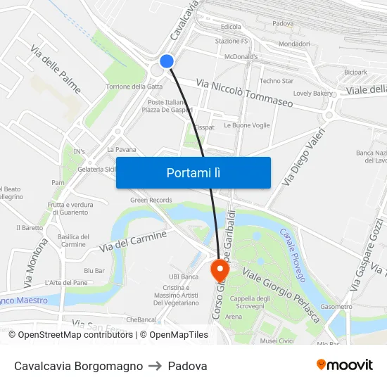 Cavalcavia Borgomagno to Padova map