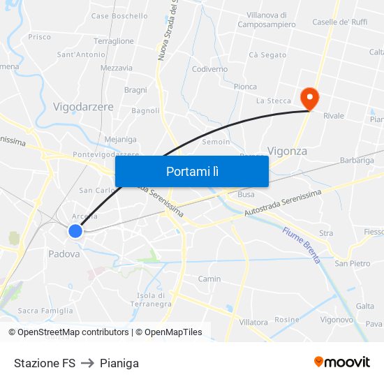 Stazione FS to Pianiga map