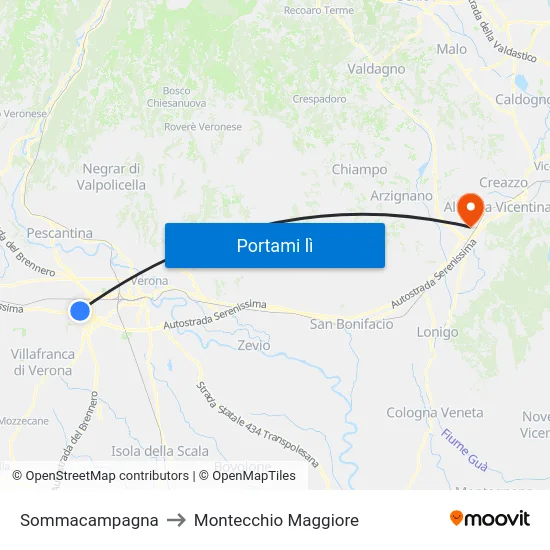 Sommacampagna to Montecchio Maggiore map